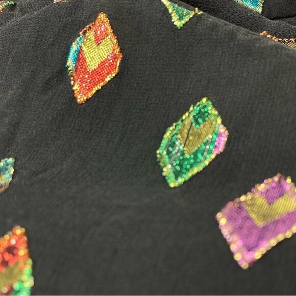 SALONI Silk Fil Coupe Marissa Mini Dress in Black Rainbow. * Read - Picture 9 of 15